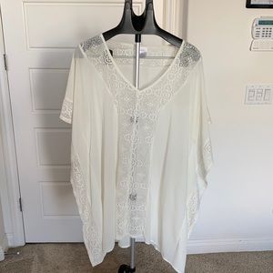 Target Merona White Lacey Swim Cover Up Size L